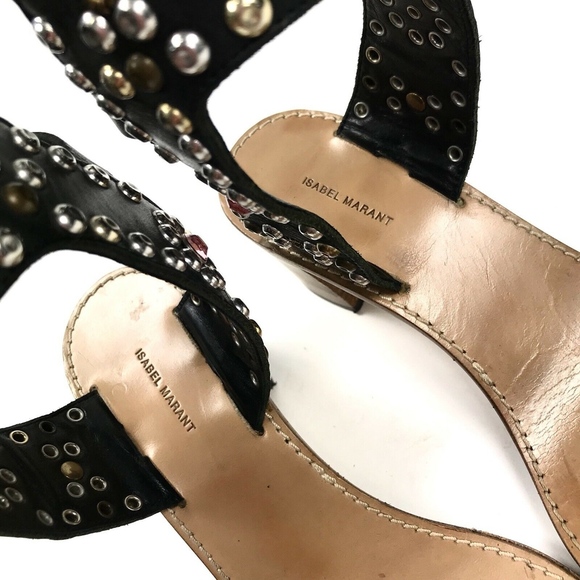 Isabel Marant Carol Studded Block Heel Sandal 39 - Picture 7 of 8